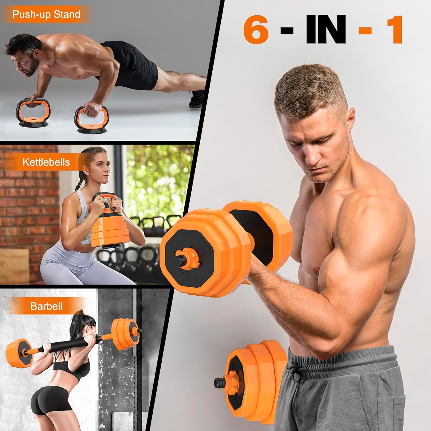 Adjustable Dumbbells 6-in-1 Weight Set for Home Gym Workout L973334
