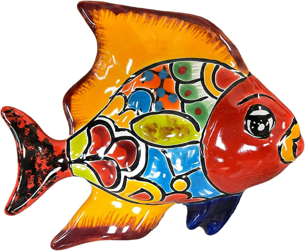 Talavera Fish Sculpture 3pc Hand Painted Mexican Pottery Folk Art D82818