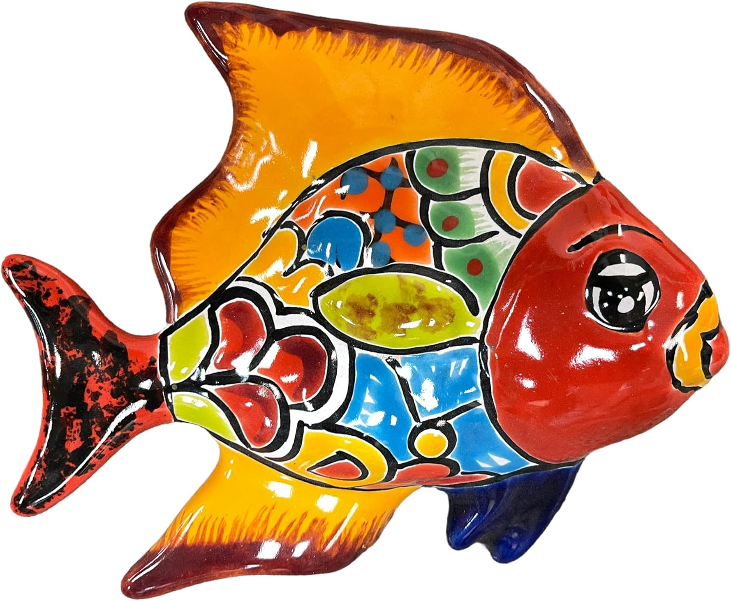 Talavera Fish Sculpture 3pc Hand Painted Mexican Pottery Folk Art D82818