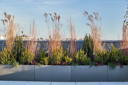 Rectangle Fiberglass Planter Box, Grey, 36" x 12" x 12" Q422