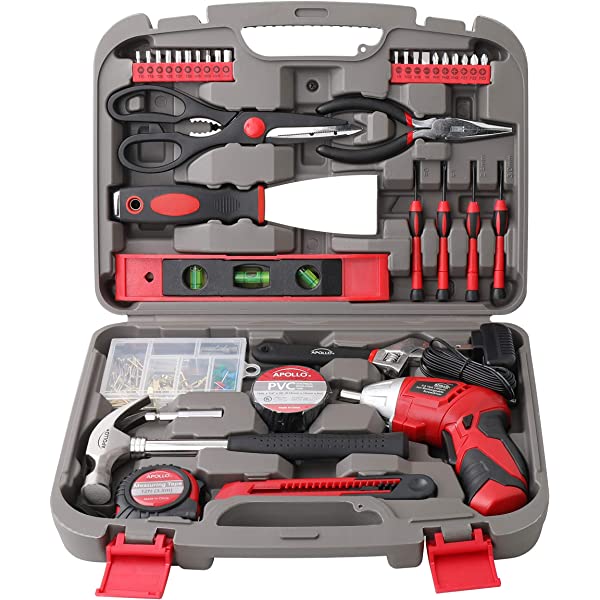 135 Piece Household Tool Kit Pink with Cordless Screwdriver M3986