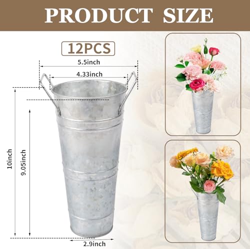 Metal Vases for Flowers with Handles, Silver, Set of 8 A191