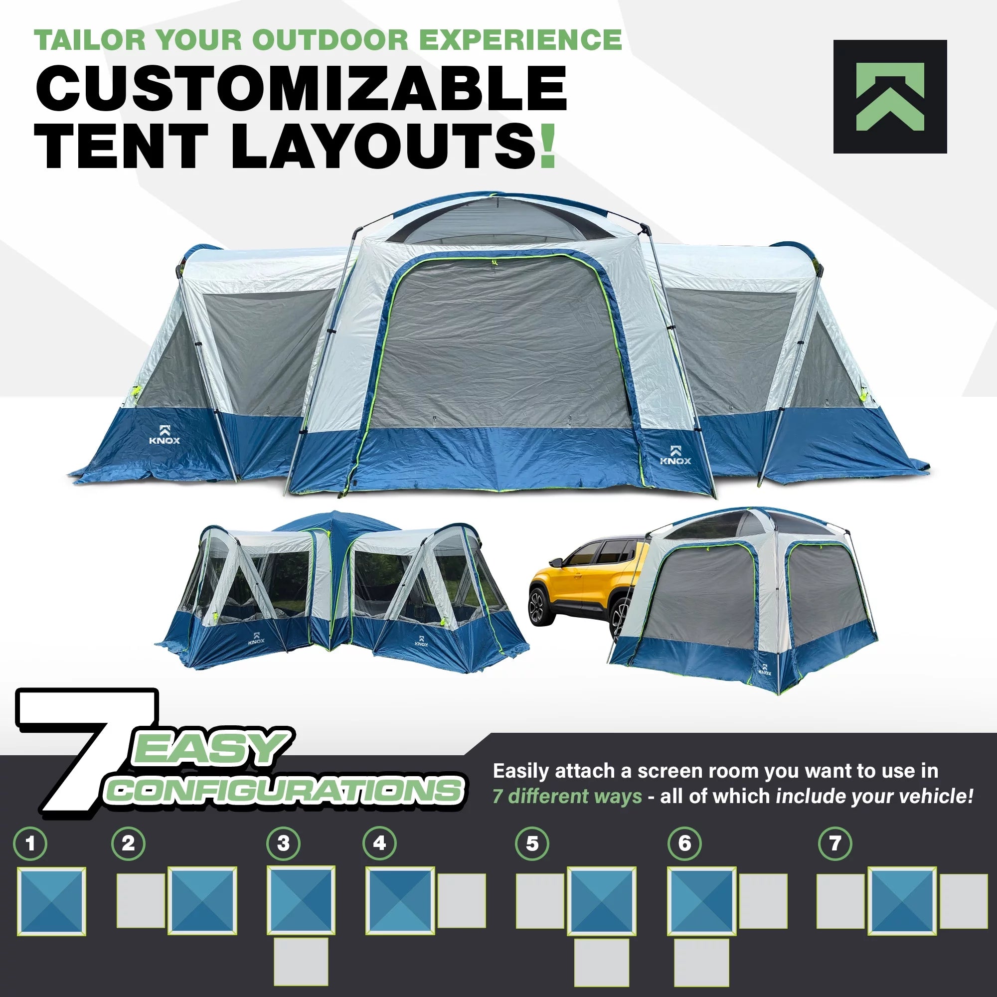 10-Person SUV Tent for Camping with 2 Screen Rooms H736976