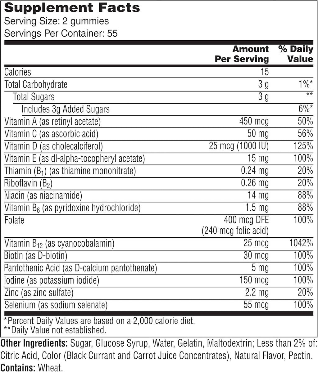 Women's 50+ Multivitamin Gummies for Brain and Immunity Support, 110 Count G47956
