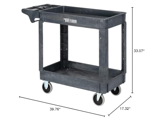 Plastic Service Utility Cart with Wheels, 550lbs Capacity, Heavy Duty 3-Tier Rolling Storage Q152104