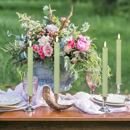 Drip Wax Flameless Taper Candles with Remote, Battery Operated LED, Set of 6 N9353