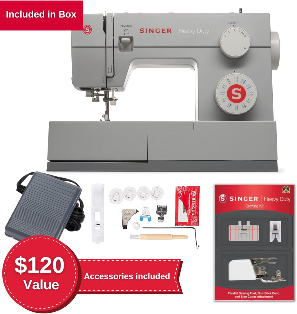 Heavy Duty Sewing Machine with Presser Foot Kit and Steam Iron E64842