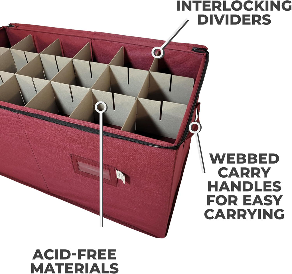 Christmas Ornament Storage Box with Adjustable Dividers, Holds 54 Y10919