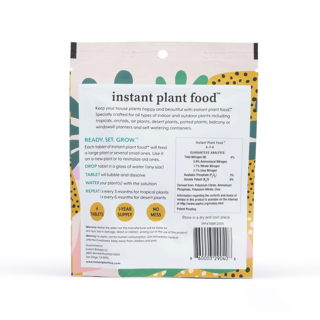 Houseplant Fertilizer Self-Dissolving Tablets (4 Count) N2261