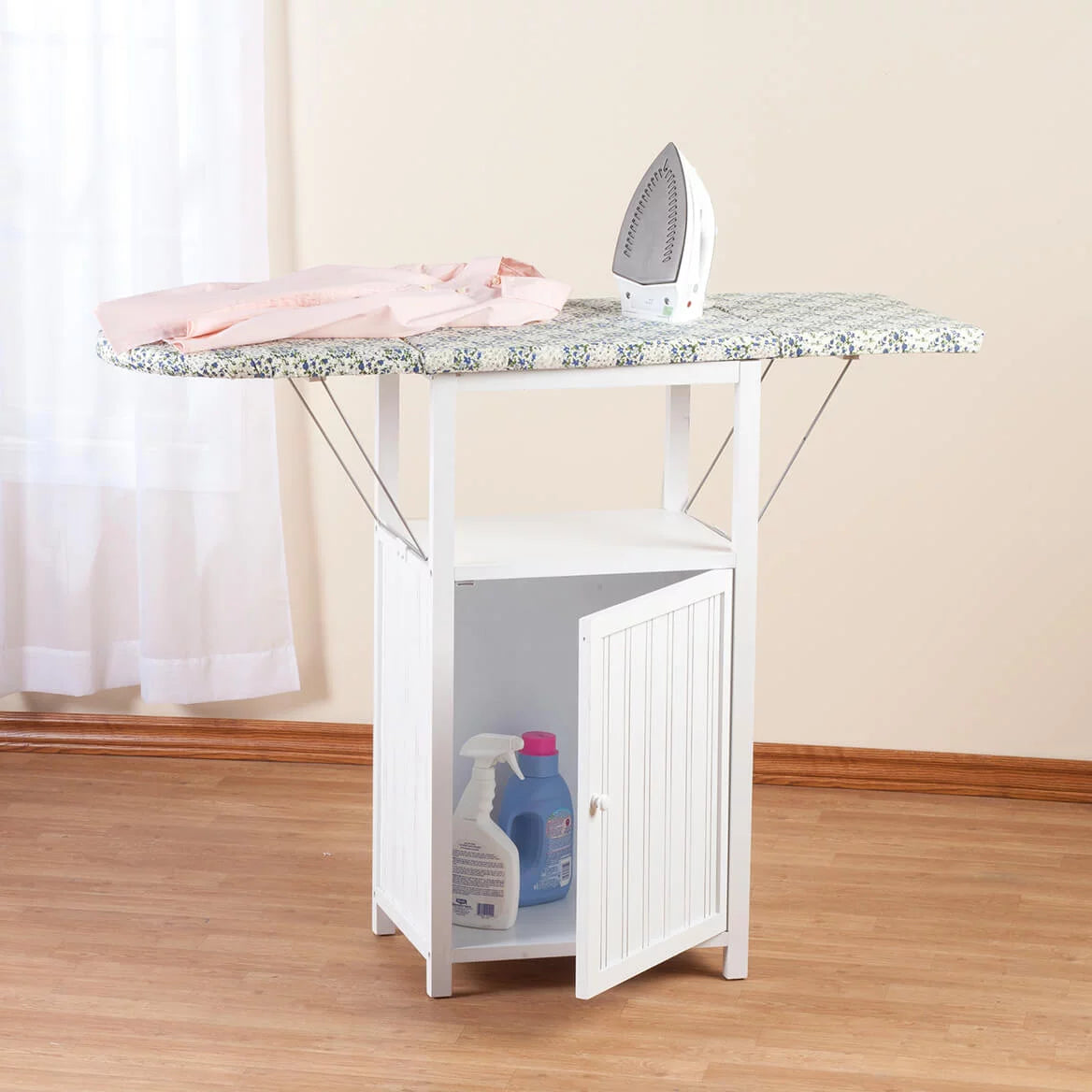 Deluxe Ironing Board with Storage Cabinet, White M206