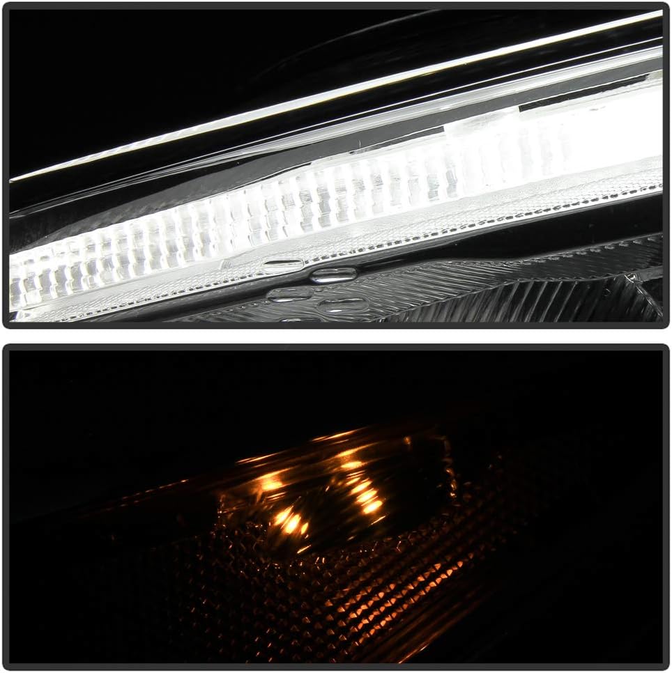 Chrome Housing Headlights for 2015-2018 Ford Focus Halogen Model w/ LED DRL B135