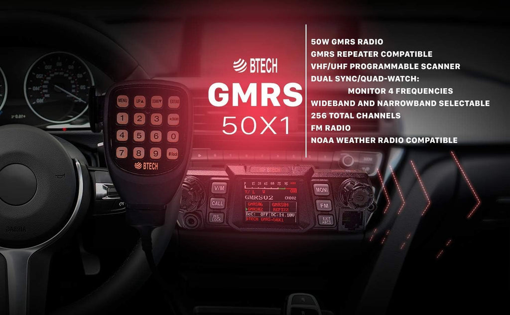 GMRS Two-Way Radio with Repeater Capability and Dual Band Scanning Receiver Q9318