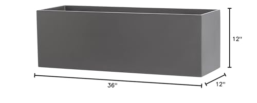 Rectangle Fiberglass Planter Box, Grey, 36" x 12" x 12" Q422