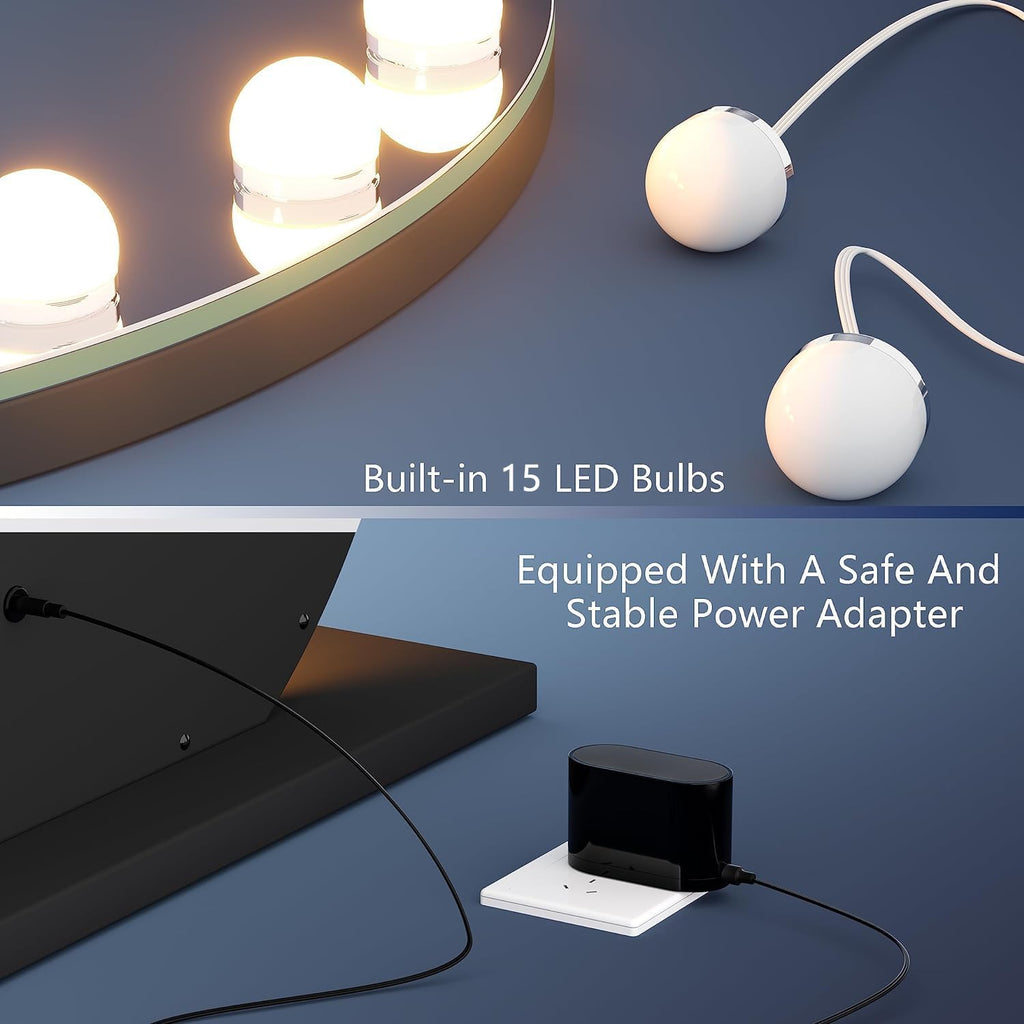 Vanity Mirror with Lights, 32" x 28", 10X Magnification, Touch Dimmable K9792