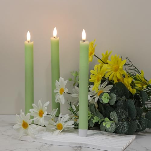 Drip Wax Flameless Taper Candles with Remote, Battery Operated LED, Set of 6 N9353