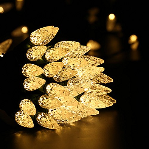Upgrade Faceted C5 LED String Lights, 100 LED 33ft, Cool White N938