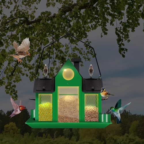 Blue Hanging Metal Bird Feeder for Outdoors D881