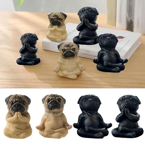 Meditating Pug Statue, Large Garden Ornament for Dog Lovers K405