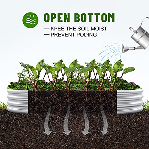 Galvanized Raised Garden Bed Kit, Oval Metal Planter Box for Vegetables E315
