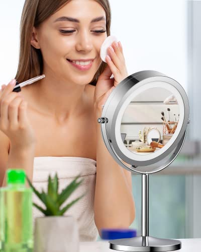 Magnifying Lighted Makeup Mirror Double Sided Swivel Standing 7 Inch L7859