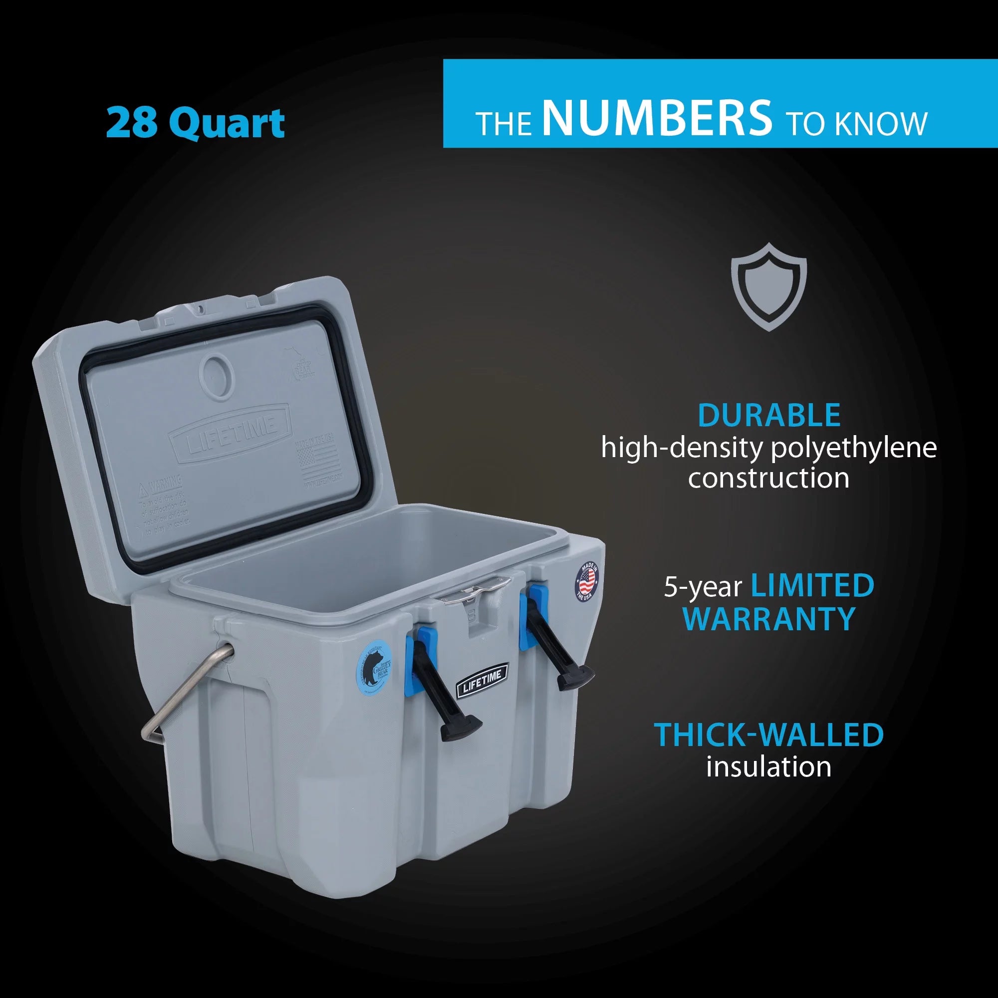 28 Quart Polyethylene Cooler, Sky Blue P4678