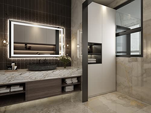 LED Bathroom Mirror with Front and Backlit, Anti-Fog, Dimmable N817039