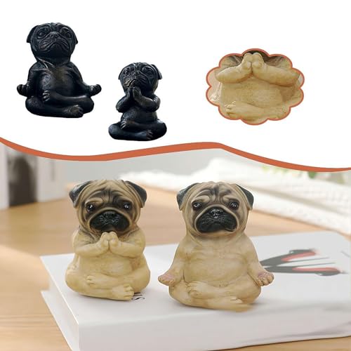 Meditating Pug Statue, Large Garden Ornament for Dog Lovers K405