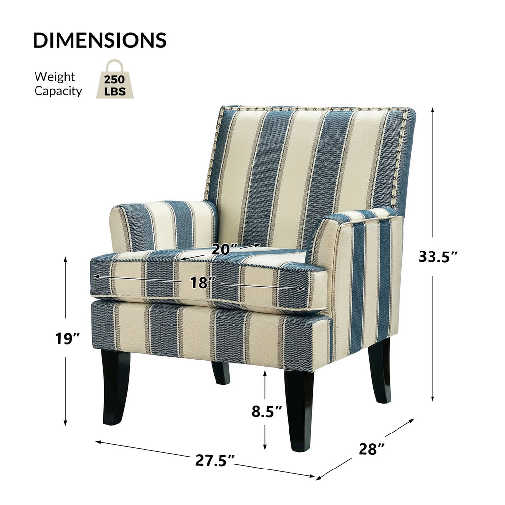 Upholstered Accent Chair with Nailhead Trim and Wood Legs R6205