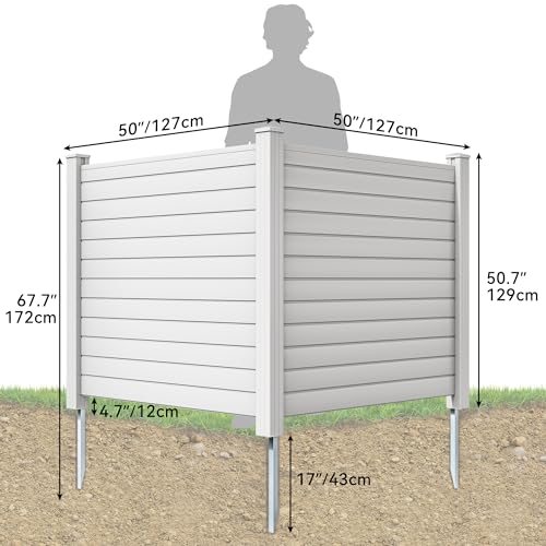 Air Conditioner Fence Privacy Screen with Metal Stakes, 2 Panels W98343