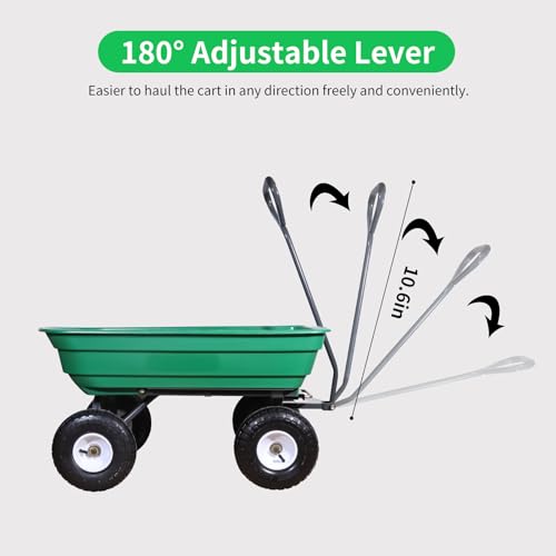 600 Lbs Poly Garden Dump Cart with Rotating Handle and No-Flat Tires U57786