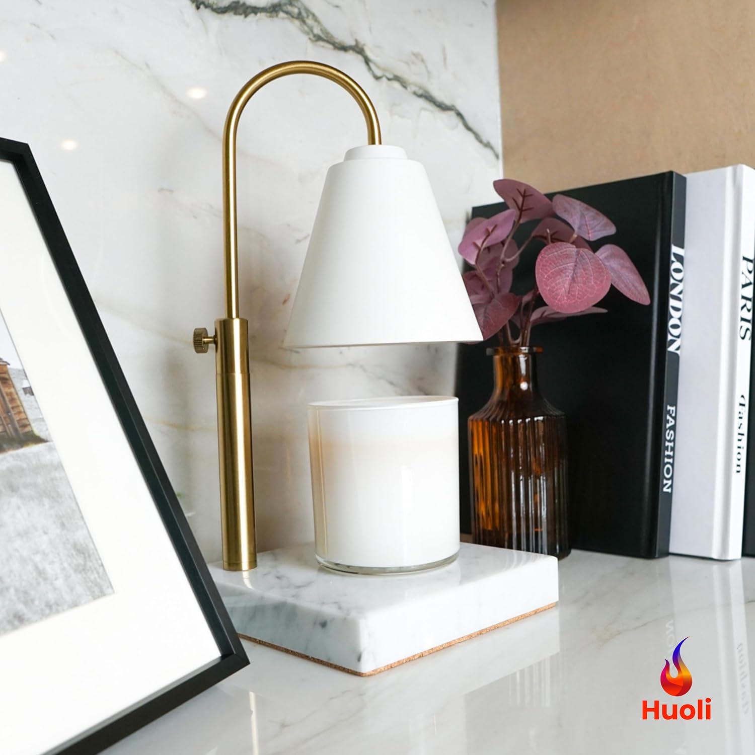 Candle Warmer Lamp with Dimmer, Marble Base, for Living Room S716