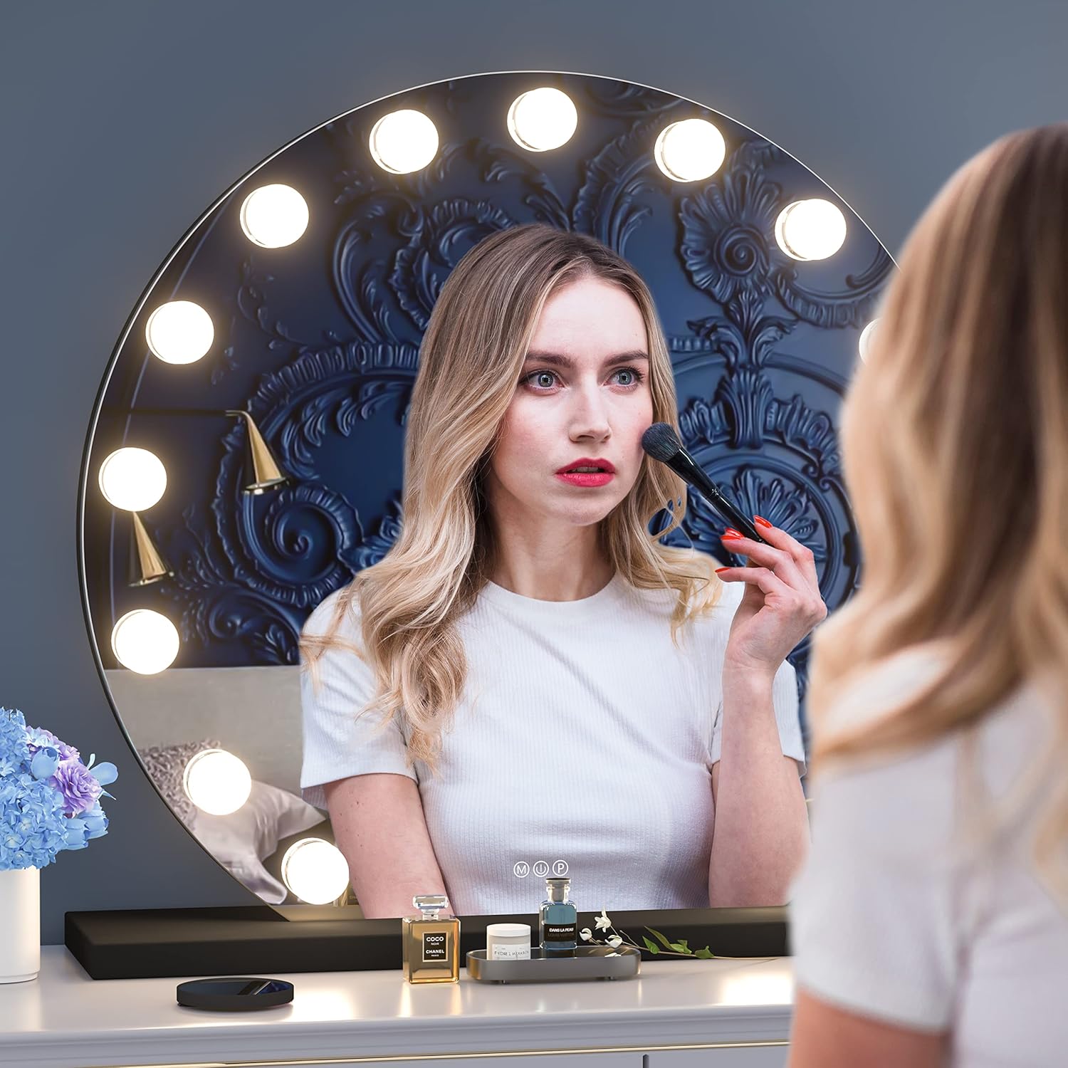 Vanity Mirror with Lights, 32" x 28", 10X Magnification, Touch Dimmable K9792