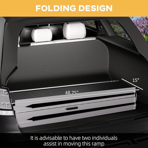 Foldable Wheelchair Ramp, 8FT Aluminum Threshold Ramp with Non-Slip Surface T781