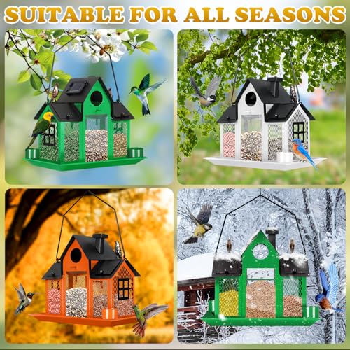 Blue Hanging Metal Bird Feeder for Outdoors D881