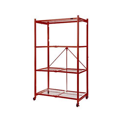 Large 4-Tier Heavy-Duty Rack with Casters - Red T34844