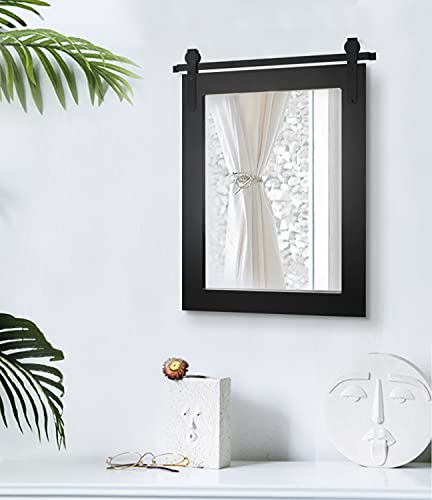 Farmhouse Rectangle Wall Mirror with Solid Wood Frame 28" x 22" Z840697