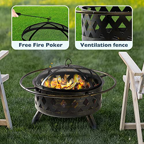 Outdoor Wood Burning Chiminea Fire Pit with Mesh Spark Screen Doors M582318