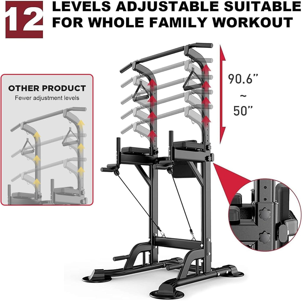 Adjustable Height Pull Up Bar Stand with Dip Station H497